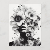 心に花が咲く女性aiアートワークファンタジー ポストカード (正面)