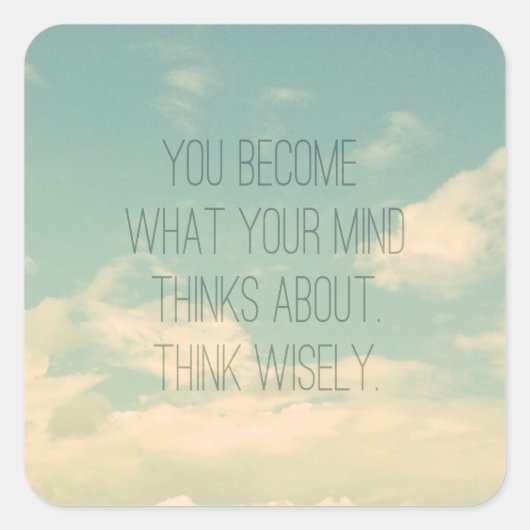 心に関する引用文，空と雲，ヴィンテージ スクエアシール (正面)