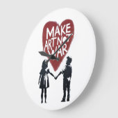 「心に響くハート」 MAKE ART NOT WAR』少年と少女との ラージ壁時計 (傾斜)