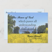 心に響く黄色の花の草原の丘と湖の共感 ポストカード (正面/裏面)