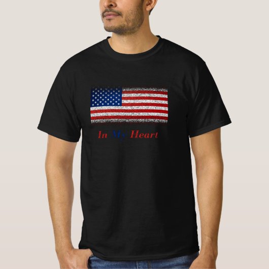 心にUSA アメリカ国旗 Tシャツ (正面)
