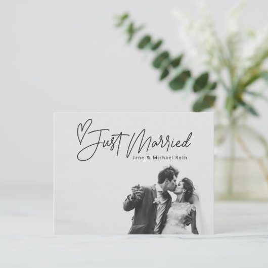 心のこもったたった今結婚しました結婚の駆け落ち 案内ポストカード (スタンド正面)