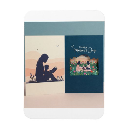 心のこもったつながり母と子 マグネット (縦)