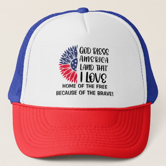 心のこもったアメリカ国旗の賛美花 キャップ (正面)