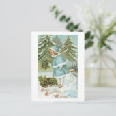 心のこもったクリスマスの願いヴィンテージ シーズンポストカード (スタンド正面)