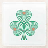 心のこもったクローバー ガラスコースター (正面)