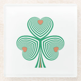 心のこもったクローバー ガラスコースター