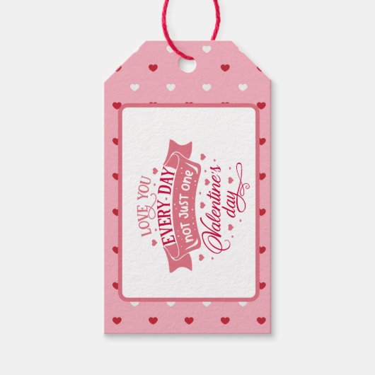 心のこもったバレンタインの赤とロマンチックなメッセージ ギフトタグ (正面)
