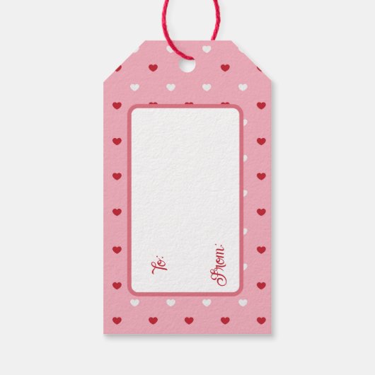 心のこもったバレンタインの赤とロマンチックなメッセージ ギフトタグ (裏面)