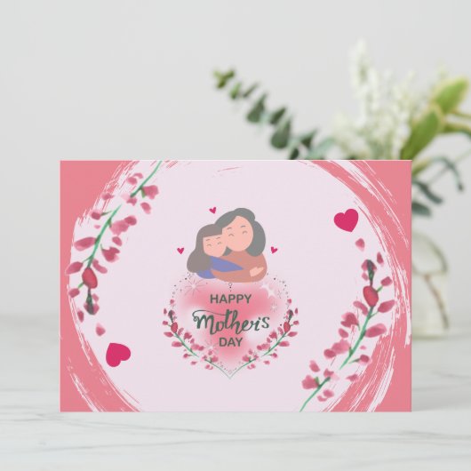 心のこもったフローラママイラストレーションママの日 カード (スタンド正面)