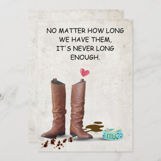 心のこもったペットの同情カード印刷可能 招待状 (正面/裏面)