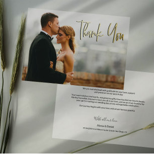 心のこもったメッセージカスタム結婚式の写真ありがとう 箔シーズンカード