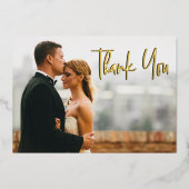 心のこもったメッセージカスタム結婚式の写真ありがとう 箔シーズンカード (正面)