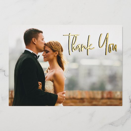 心のこもったメッセージカスタム結婚式の写真ありがとう 箔シーズンカード (正面)