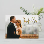 心のこもったメッセージカスタム結婚式の写真ありがとう 箔シーズンカード (立ち正面)