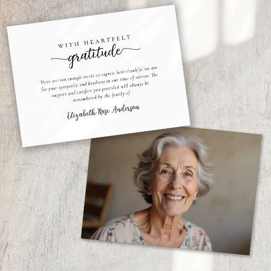 心のこもった感謝の写真葬儀 サンキューカード