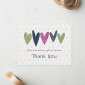 心のこもった感謝ハートアボカドマゼンタ ノートカード (正面/裏面インサイチュ)