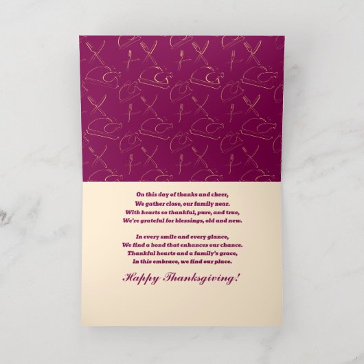 心のこもった感謝祭の恵み写真 箔シーズンカード (内側レイダウン)