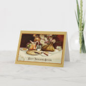 心のこもった感謝祭の挨拶カスタムヴィンテージ シーズンカード (正面)