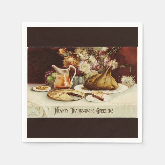 心のこもった感謝祭ディナー スタンダードカクテルナプキン (正面)