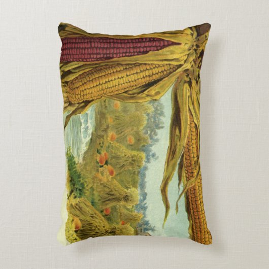 心のこもった感謝祭；インディアントウモロコシと干し草 アクセントクッション (正面(垂直))