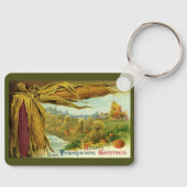 心のこもった感謝祭;インディアントウモロコシと干し草 キーホルダー (正面)