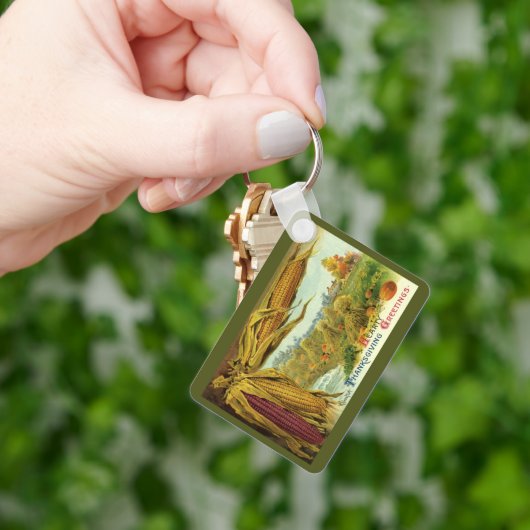 心のこもった感謝祭;インディアントウモロコシと干し草 キーホルダー (手)