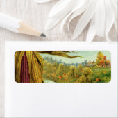 心のこもった感謝祭;インディアントウモロコシと干し草 ラベル (インサイチュ)