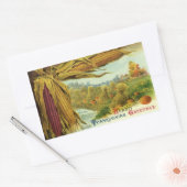 心のこもった感謝祭;インディアントウモロコシと干し草 長方形シール (封筒)