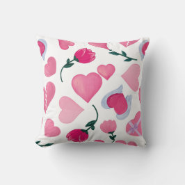 心のこもった抱擁：チューリップと愛のアイコン クッション