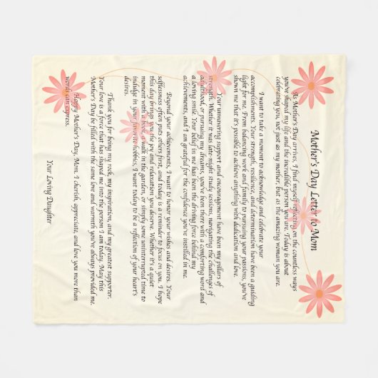 心のこもった母の日の文字体裁 フリースブランケット (正面(横))