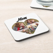 心のこもった母ギフトハートシェイプ写真コラージュ コースター (左側)