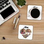 心のこもった母ギフトハートシェイプ写真コラージュ コースター