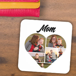 心のこもった母ギフトハートシェイプ写真コラージュ コースター