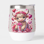 心のこもった甘い高地の牛の茎のないワインタンブラー (左面)