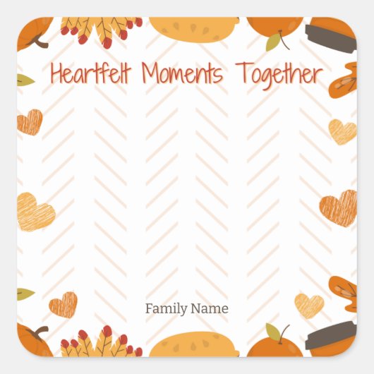 心のこもった瞬間 – 家族の名前&写真 スクエアシール (正面)