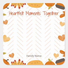 心のこもった瞬間 – 家族の名前&写真 スクエアシール