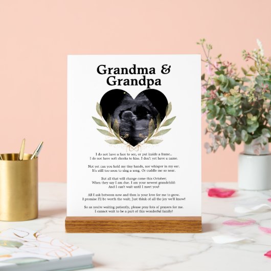 心のこもった祖母おじいちゃん妊娠発表 アクリルサイン (ウェディング)