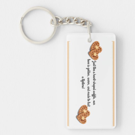 心のこもった言葉を持つハート型ワッフル キーホルダー (正面)