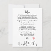 心のこもった詩モダンの母の日札 (正面)