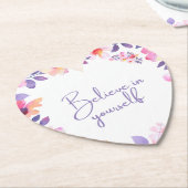 「心のこもった開花:フローラハート形状デザイン海岸 ペーパーコースター (アングル)