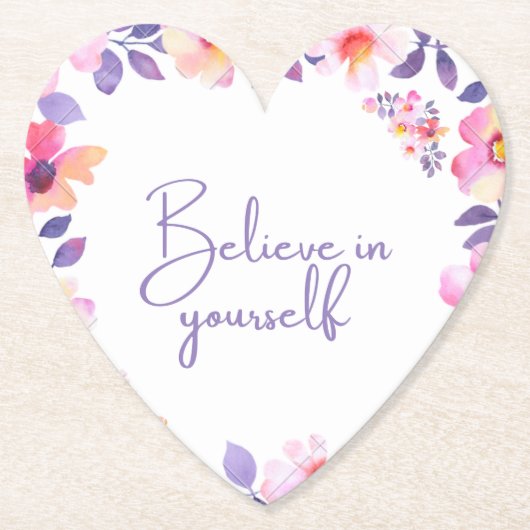 「心のこもった開花:フローラハート形状デザイン海岸 ペーパーコースター (正面)