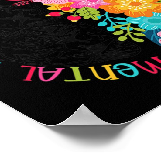 心の健康に関する問題花が心の健康を広める ポスター (角)