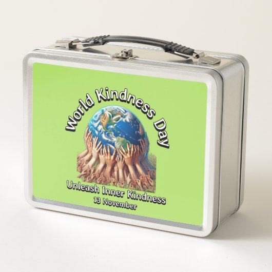 心の優しさを解き放つ。世界の親切な日。 メタルランチボックス (正面)