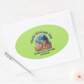 心の優しさを解き放つ。世界の親切な日。 楕円形シール (封筒)