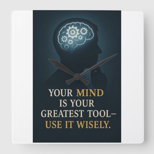 心の力を利用する スクエア壁時計 (正面)