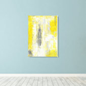 「心の変化」グレーと黄色の抽象芸術アート キャンバスプリント (インサイチュ (ウッドフロア))