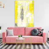 「心の変化」グレーと黄色の抽象芸術アート キャンバスプリント (インサイチュ (リビング))