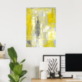 「心の変化」グレーと黄色の抽象芸術アート ポスター (ホームオフィス)