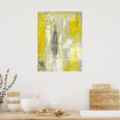 「心の変化」グレーと黄色の抽象芸術アート ポスター (キッチン)